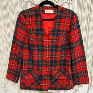 Vintage Pendleton red plaid wool blazer